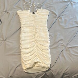 Windsor White Mini Dress with Sweetheart Neckline and Ruching